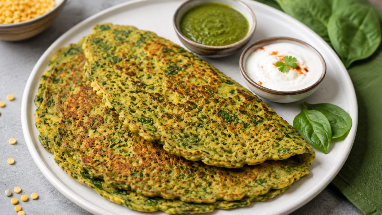 Chana Dal Palak Chilla: चवही भारी, पौष्टिकही! नाश्त्यासाठी परफेक्ट पर्याय!  झटपट बनवा चणा डाळ-पालक चीला; रेसिपी नोट करा