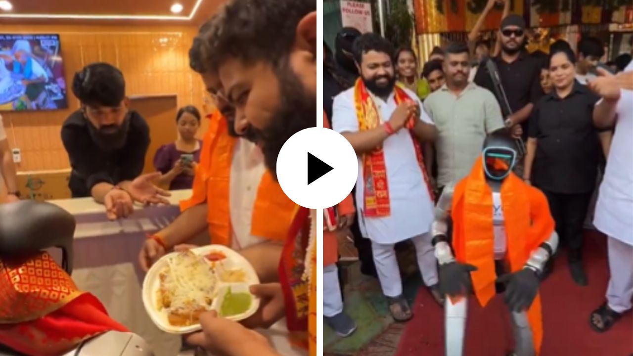 रोबोट आला VVIP पाहुणा बनून! बाउन्सर्सच्या सुरक्षेत केलं सँडविच दुकानाचं उद्घाटन; Video Viral