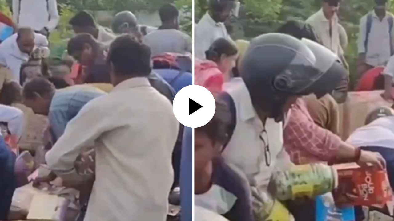 फुकट मिळतंय मग काय! हायवेवर फेकलेल्या एक्सपायर्ड चॉकोलेट्सवर नागरिकांचा डल्ला; VIDEO तुफान व्हायरल