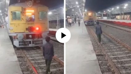 एका रिलसाठी मृत्यूला दिले आव्हान, धावत्या रेल्वेसमोर जाऊन उभा राहिला तरुण अन् मग जे घडलं… Video पाहून यूजर्सचा थांबला श्वास