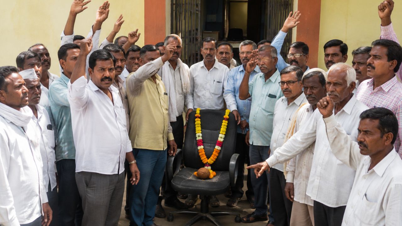 Wardha News : सोयाबीनचे पंचनामे रखडल्याने शेतकरी संतप्त; कृषी अधिकाऱ्यांच्या खुर्चीला हार अर्पण करून निषेध