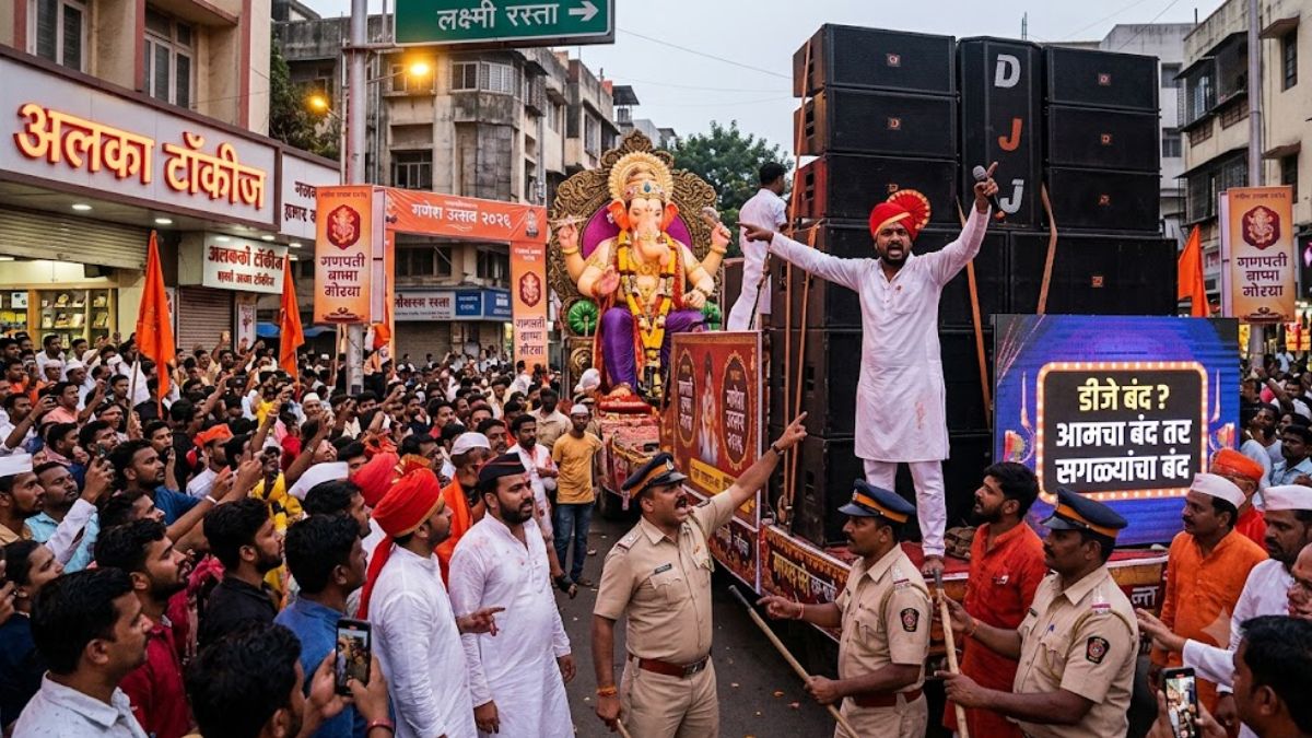 ‘आमचा बंद तर सगळ्यांचा बंद’; अलका चौकात पोलिसांसमोरच डीजेचा दणदणाट, पुण्याच्या विसर्जन मिरवणुकीत आवाजाचा भडका