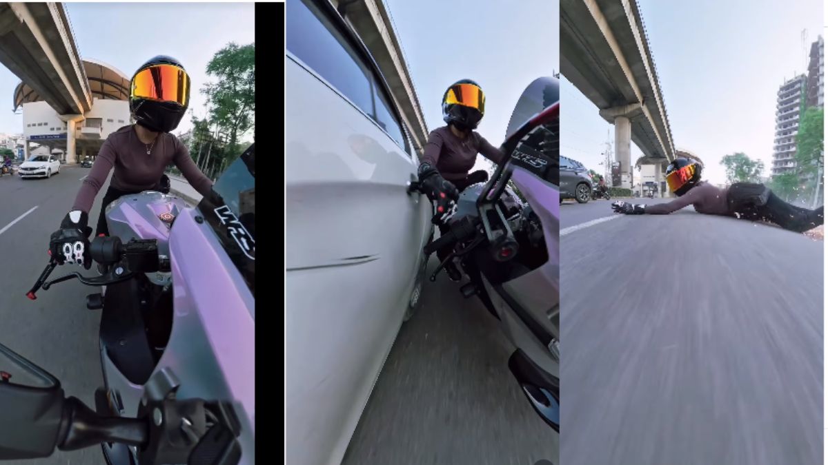 Accident News: ‘अंतर ठेवा’ म्हणताच संतापला; पाठलाग, वाद अन् अचानक धडक,महिला बाईकरसोबत धक्कादायक प्रकार