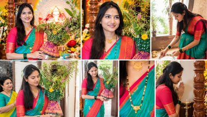 Pooja Birari Gauri Avahan 2026: पूजा बिरारींचा मराठमोळा साज खुलला; गौरीच्या स्वागतासाठी नटली, मंगळसूत्राने वेधलं साऱ्यांचं लक्ष