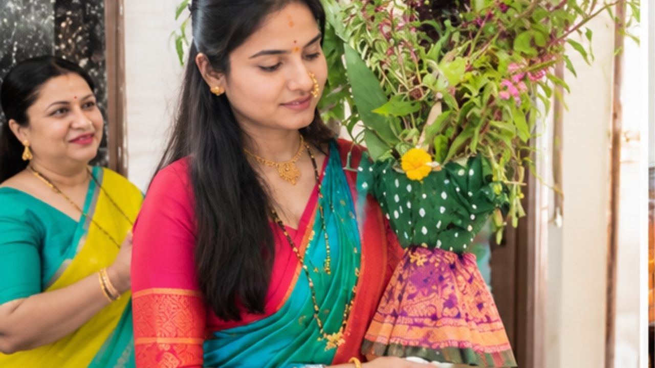 केसांची स्टाईल पण तिने अगदी साधी ठेवली आहे. साडीला शोभेल अशी. आणि मेकअप तर अगदी हलका. फार काही लावलेलं नाही. त्यामुळे तिचं नैसर्गिक सौंदर्य अजून जास्त दिसतंय. प्रत्येक गोष्ट एकमेकांना मॅच होतेय.