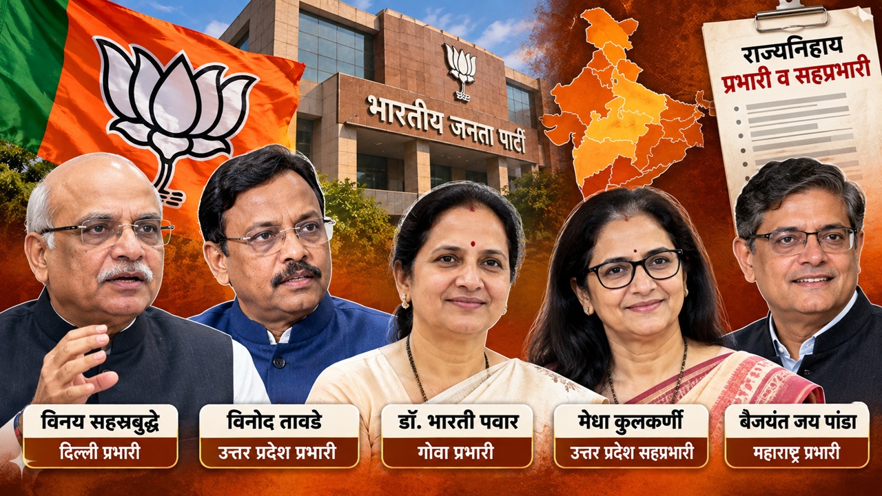 BJP New Incharge List 2026: भाजपमध्ये मोठे संघटनात्मक फेरबदल; विनोद तावडेंकडे उत्तर प्रदेश, बैजयंत पांडा महाराष्ट्राचे प्रभारी