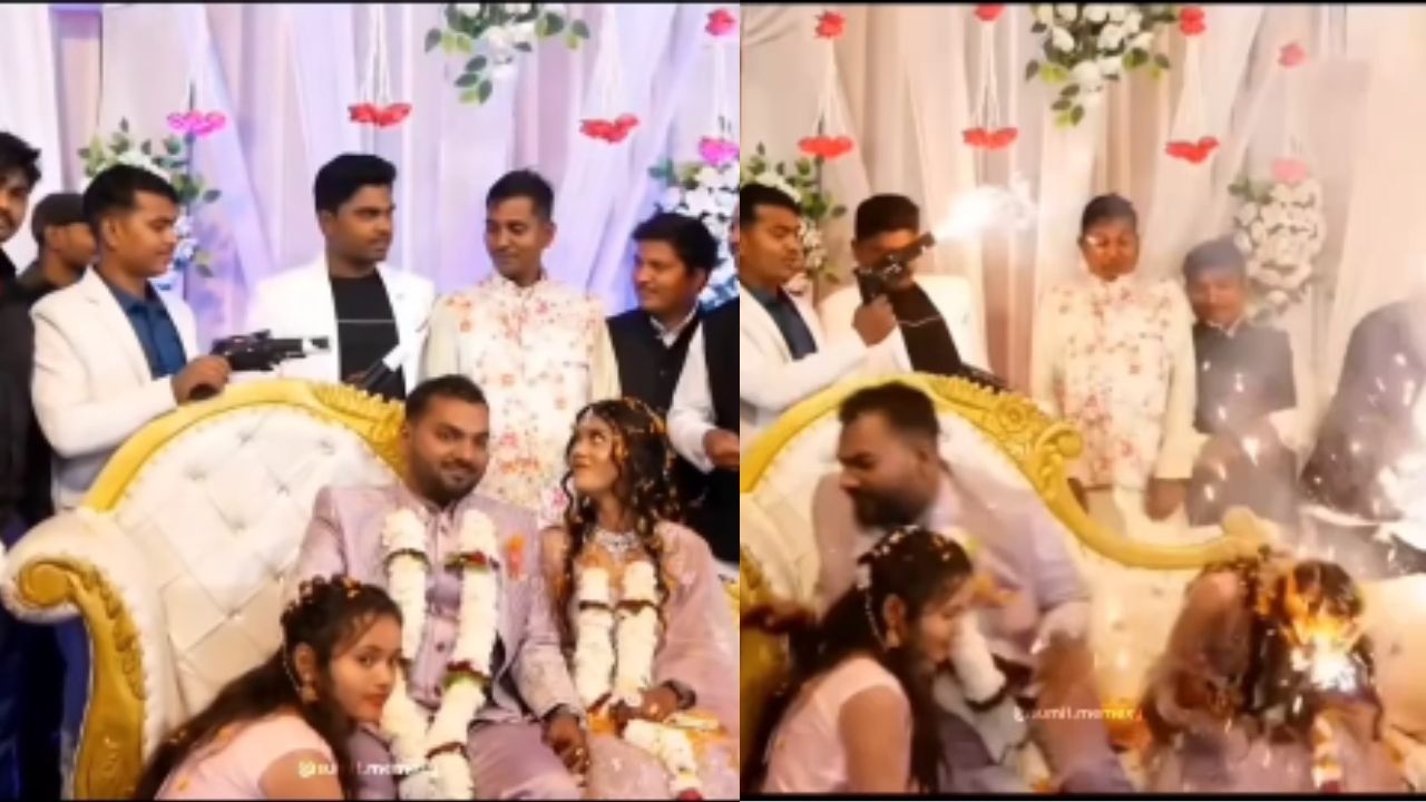 Viral Wedding Video: फायर गनची मस्ती पडली महागात! भर मंडपात नवरीच्या केसांना आग, Video Viral