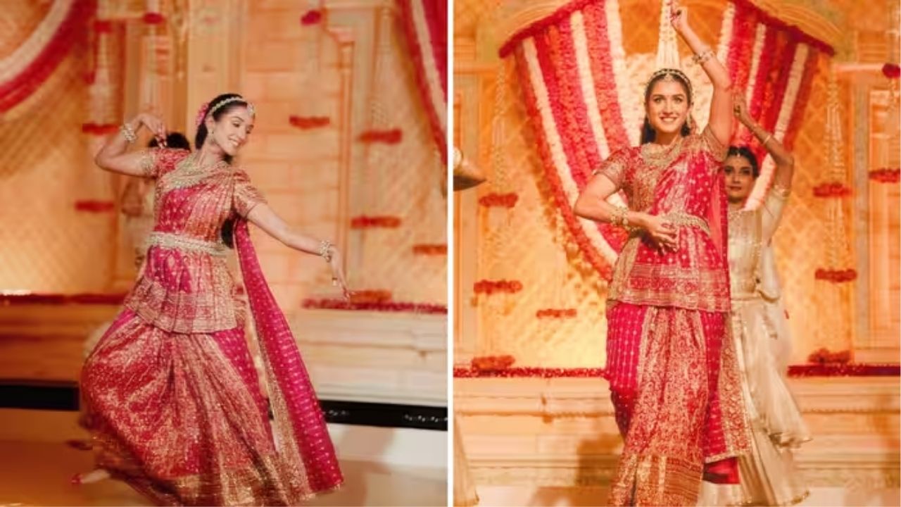 Radhika Merchant Ambani’s Pink Kanjivaram Saree Look: गुलाबी कांजीवरम साडीत राधिका अंबानीचा शाही अंदाज; नृत्य करत जिंकली मन