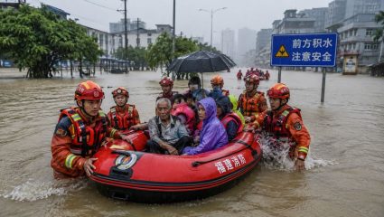 China Flood : चीनमध्ये टायफून सौडेलचा कहर; ८३ हजारांहून अधिक नागरिकांचे स्थलांतर