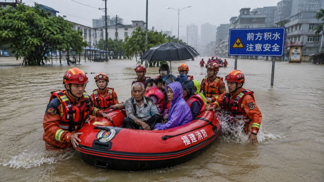 China Flood : चीनमध्ये टायफून सौडेलचा कहर; ८३ हजारांहून अधिक नागरिकांचे स्थलांतर