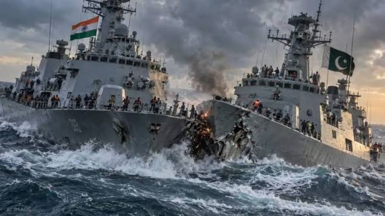 India Pakistan Naval Clash Arabian Sea: अरबी समुद्रात पाकिस्तानची नापाक कारवाई; भारतीय जहाजाला धडक