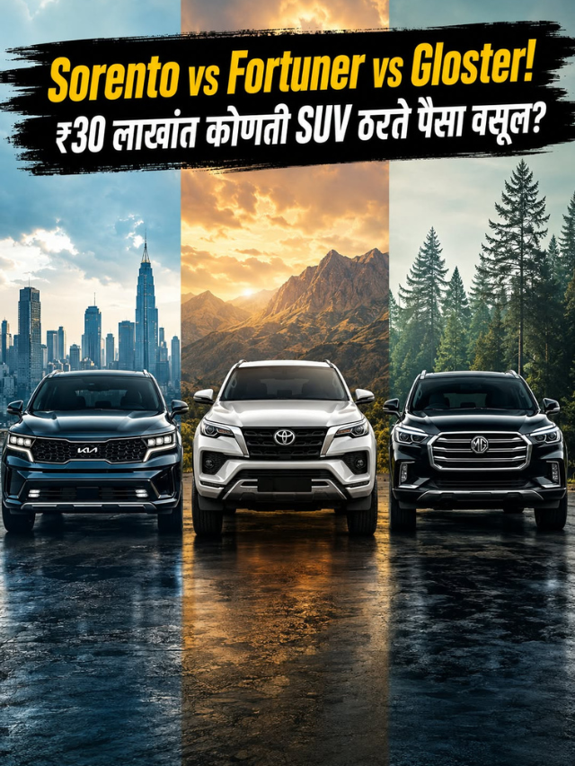 Sorento vs Fortuner vs Gloster! ₹30 लाखांत कोणती SUV ठरते पैसा वसूल?