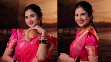 Pooja Birari Pink Saree Look: पिंक साडीत पूजा बिरारीचा घायाळ करणारा मराठमोळा लुक! सोन्याच्या दागिन्यांनी लावला चारचाँद