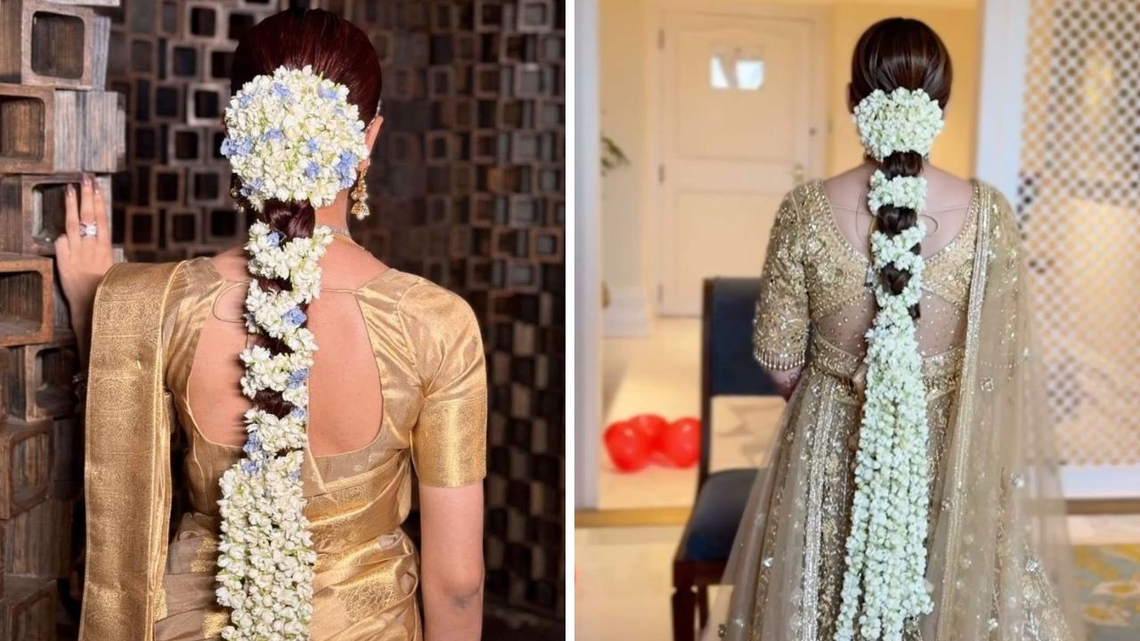 अनेकांना वेणी हेअर स्टाईल खूप जास्त आवडते. वेणी हेअर स्टाईल केल्यानंतर या पद्धतीने भरगच्च गजरे लावल्यास तुमचा लुक इतरांपेक्षा हटके आणि सुंदर दिसेल.