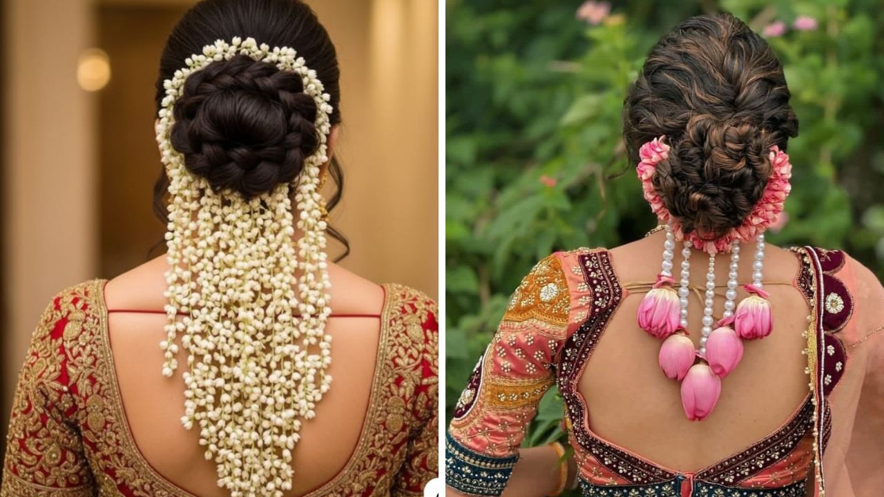 युनिक हेअर स्टाईल हवी असल्यास बन बांधून या पद्धतीने केसांमध्ये गजरा माळवा. यामुळे केसांचा आकार आणि ताजेपणा अधिककाळ व्यवस्थित टिकून राहतो.