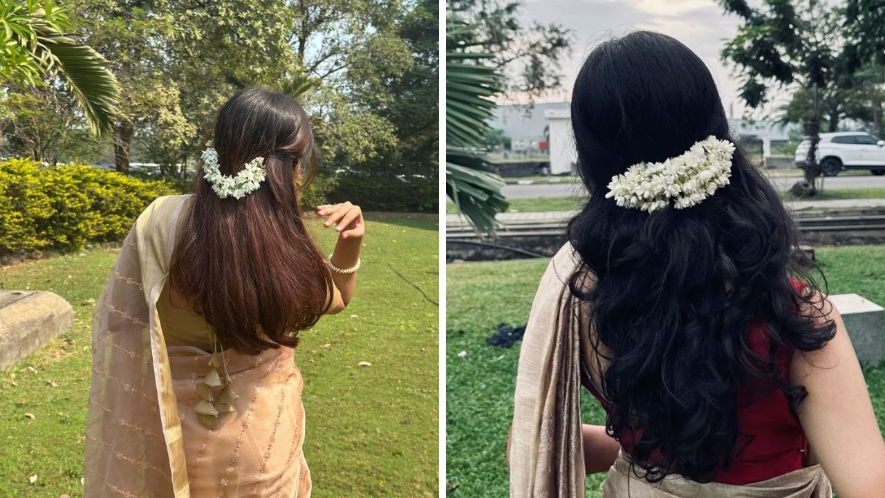 केसांमध्ये गजरा घालताना तो कधीच घट्ट दाबू नये. यामुळे केसांना इजा पोहचते. गजरा कायमच पिन किंवा केसांमध्ये अडकवून लावावा. शॉर्ट केसांमध्ये या पद्धतीने गजरा लावल्यास केस उठावदार दिसतील.