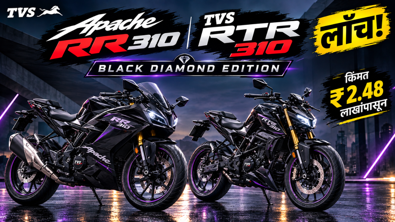 TVS Apache RR 310 आणि RTR 310 Black Diamond Edition लाँच; किंमत ₹2.48 लाखांपासून सुरु! पाह काय आहेत फीचर्स