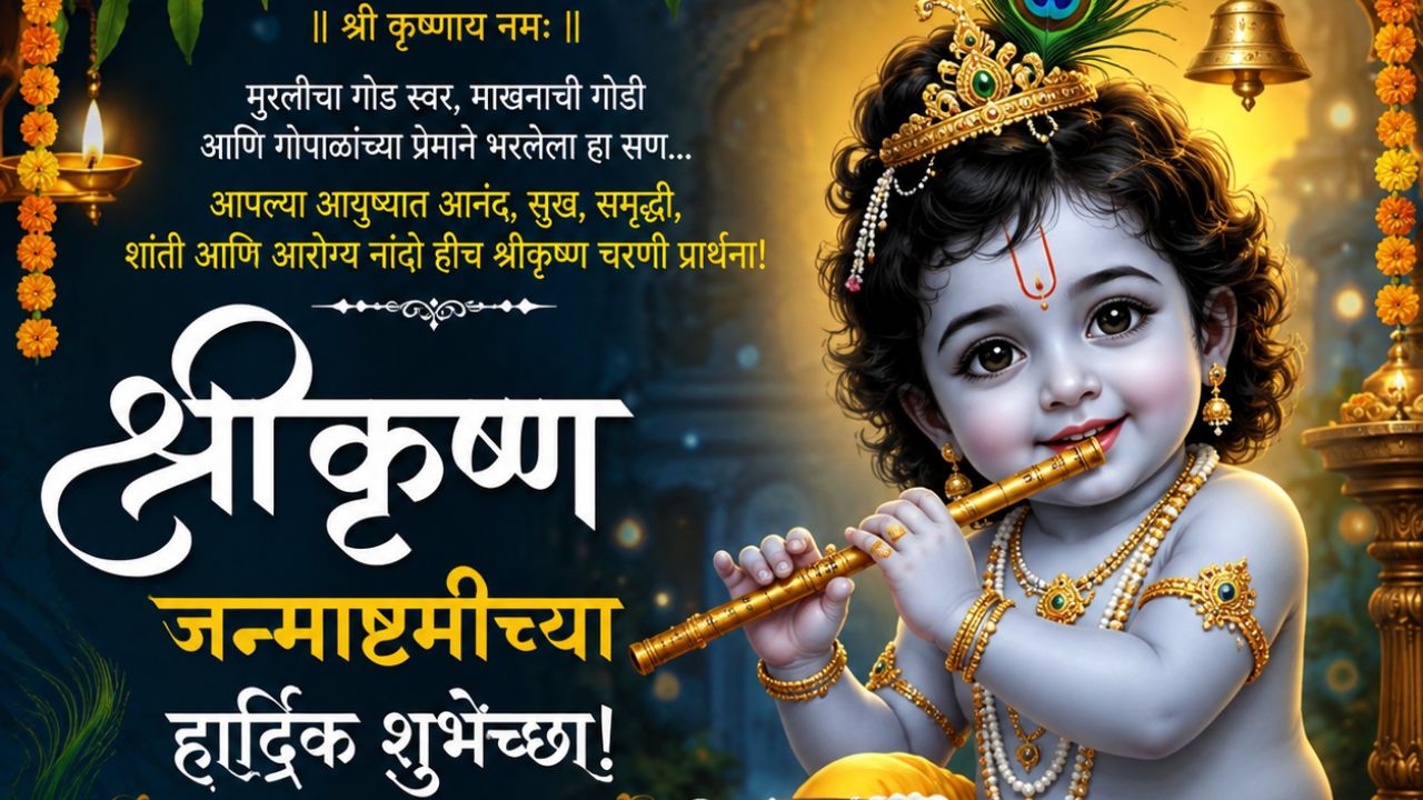 Krishna Janmashtami 2026: बासरीच्या सुरांनी आयुष्य होईल आनंदी! श्रीकृष्ण जन्माष्टमीनिमित्त नातेवाईकांना द्या मराठमोळ्या शुभेच्छा