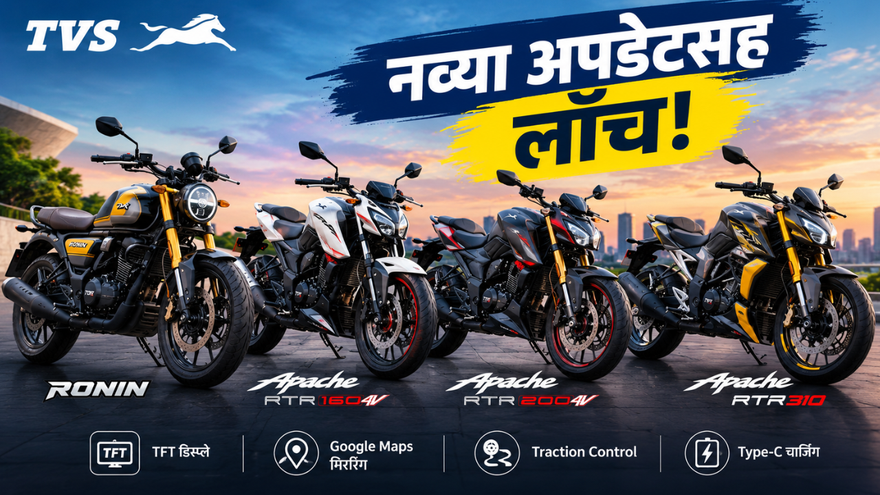2026 TVS Ronin, Apache RTR 160 4V, RTR 200 4V आणि RTR 310 अपडेटसह लाँच; पाहा नव्या बाइक्समध्ये काय बदलले!