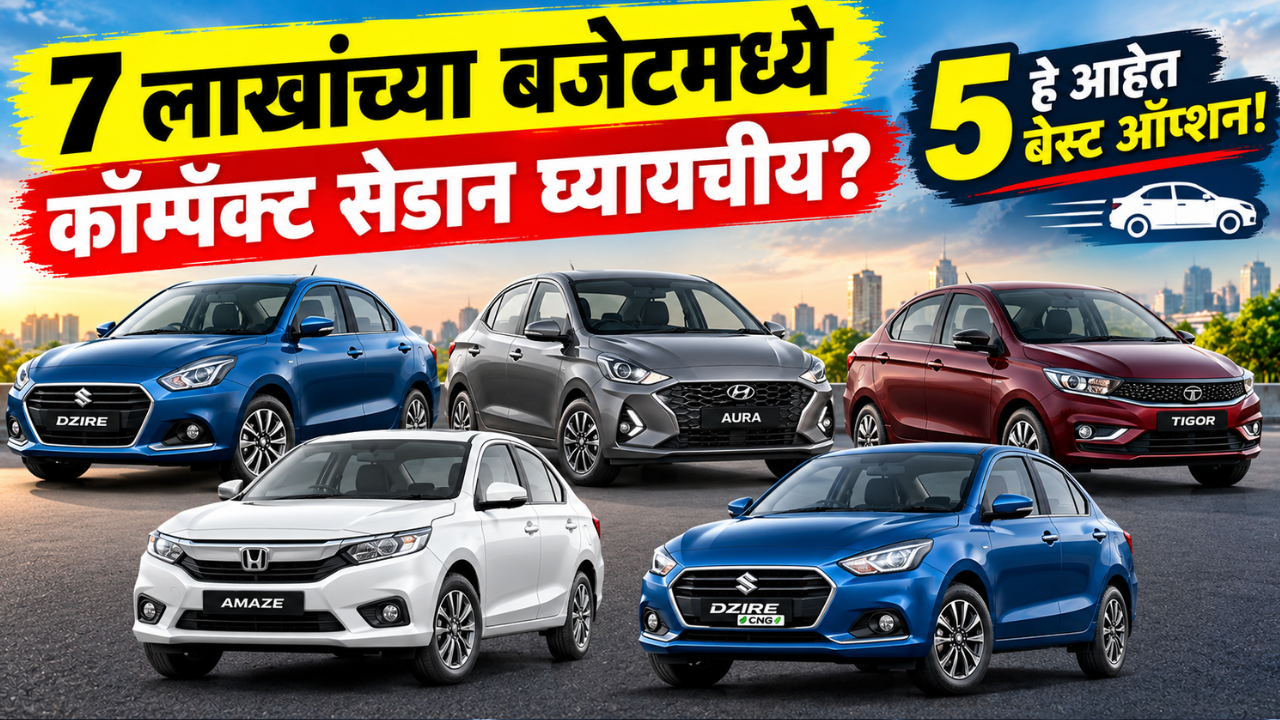 7 लाखांच्या बजेटमध्ये कॉम्पॅक्ट सेडान घ्यायचीय? हे आहेत 5 बेस्ट ऑप्शन! जाणून घ्या