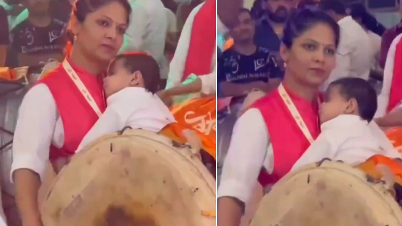 VIDEO VIRAL: ‘आई तुझा उत्साह योग्य, पण…’ पुण्यात बाळाला कडेवर घेऊन महिलेचे ढोल वादन; नेटकऱ्यांनी केले जोरदार ट्रोल