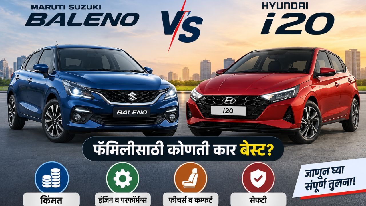 Maruti Baleno vs Hyundai i20: फॅमिलीसाठी Baleno की Hyundai i20? किंमत, फीचर्स अन् सेफ्टीमध्ये कोण भारी? जाणून घ्या फरक