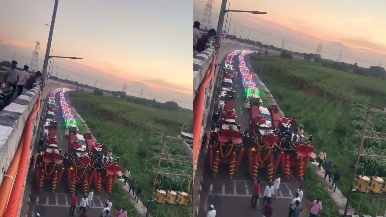 ७० ट्रॅक्टर, तीन हार्वेस्टरचा अनोखा पोळा, देगावच्या घाडगे वस्तीवर ‘लोखंडी साथीदारां’चा सन्मान; फुलांनी सजवून काढली गावातून मिरवणूक
