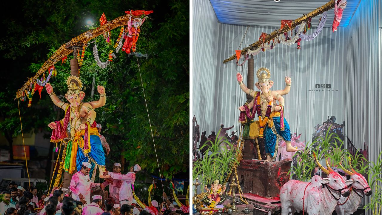 Ganeshotsav 2026: साताऱ्याची प्रसिद्ध बावधन बगाड यात्रा थेट कोपरखैरण्यात; २० फूट प्रतिकृतीने वेधलं लक्ष