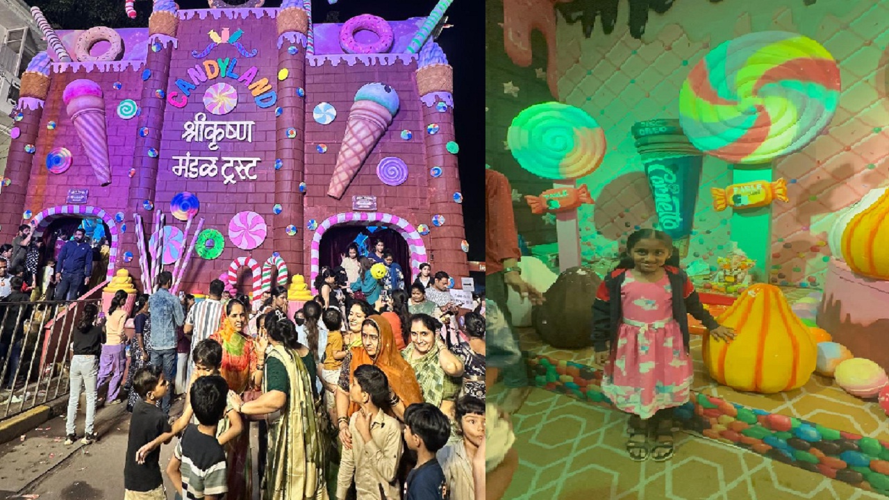 चिमुकल्यांच्या स्वप्नातील ‘चॉकलेटचा बंगला’! श्रीकृष्ण मंडळ ट्रस्टच्या देखाव्याने पुणेकरांना घातली भुरळ