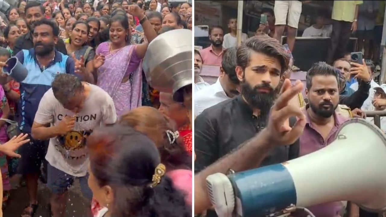 घणसोलीत पाण्यासाठी नागरिकांचा संताप अनावर! डोक्यावर हंडे घेऊन महापालिका कार्यालयावर धडक, रस्त्यावर आंघोळ-दात घासत अनोखा निषेध