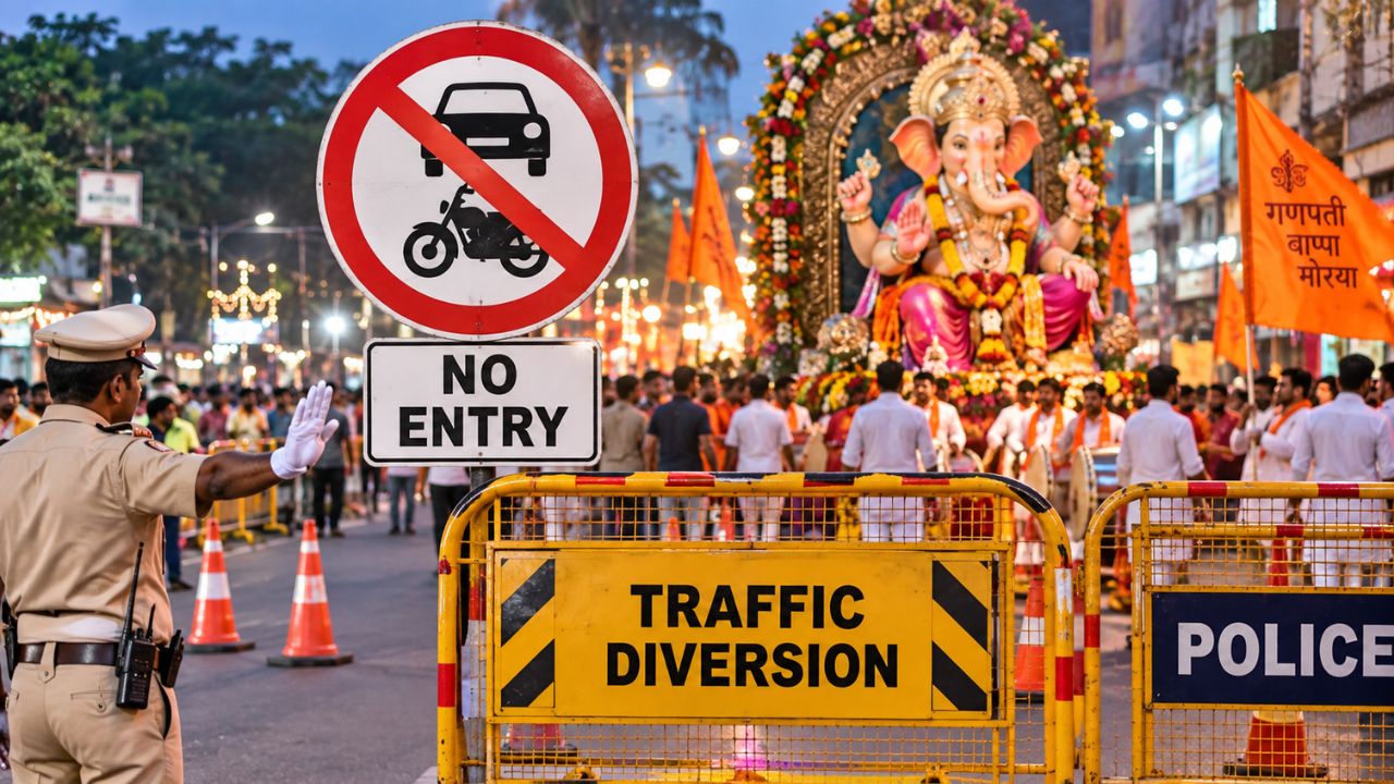Ganesh Visarjan Traffic: गणेशोत्सवात वाहतुकीत मोठे बदल; देखावे-विसर्जन मार्गांवर वाहनांना ‘नो एन्ट्री’