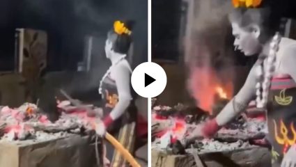 हातात तलवार अन् पेटत्या चितेवरून खाल्लं मानवी मांस! ‘किन्नर अघोरी’च्या व्हिडिओने खळबळ; संत समाज आक्रमक