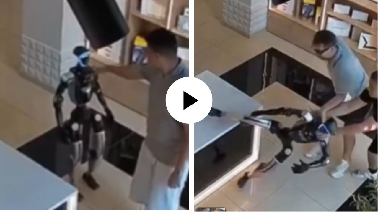 तरुणाने छेडछाड करताच भडकला रोबोट! रागाच्या भरात घेतला असा बदला; VIDEO पाहाल तर तुम्हीही हादराल