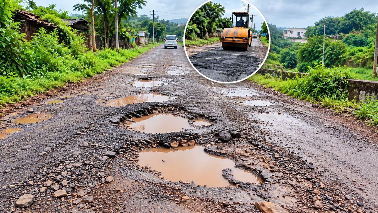 Raigad News: खड्ड्यांत हरवला व्हायरल खांडपे-कोंदिवडे रस्ता; प्रशासनाच्या कामावर पुन्हा प्रश्नचिन्ह, आंदोलनाचा इशारा