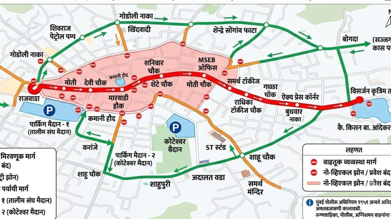 Satara City for Ganesh Visarjan : गणेश विसर्जनासाठी सातारा शहरात वाहतुकीचा ‘मेगा प्लॅन’, प्रमुख रस्ते राहणार बंद…
