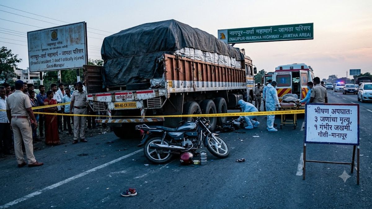 Accident News: दुचाकीवरून चौघे निघाले होते घरी; पाठीमागून ट्रेलर आला अन् पती-पत्नीसह चिमुकल्याचा मृत्यू