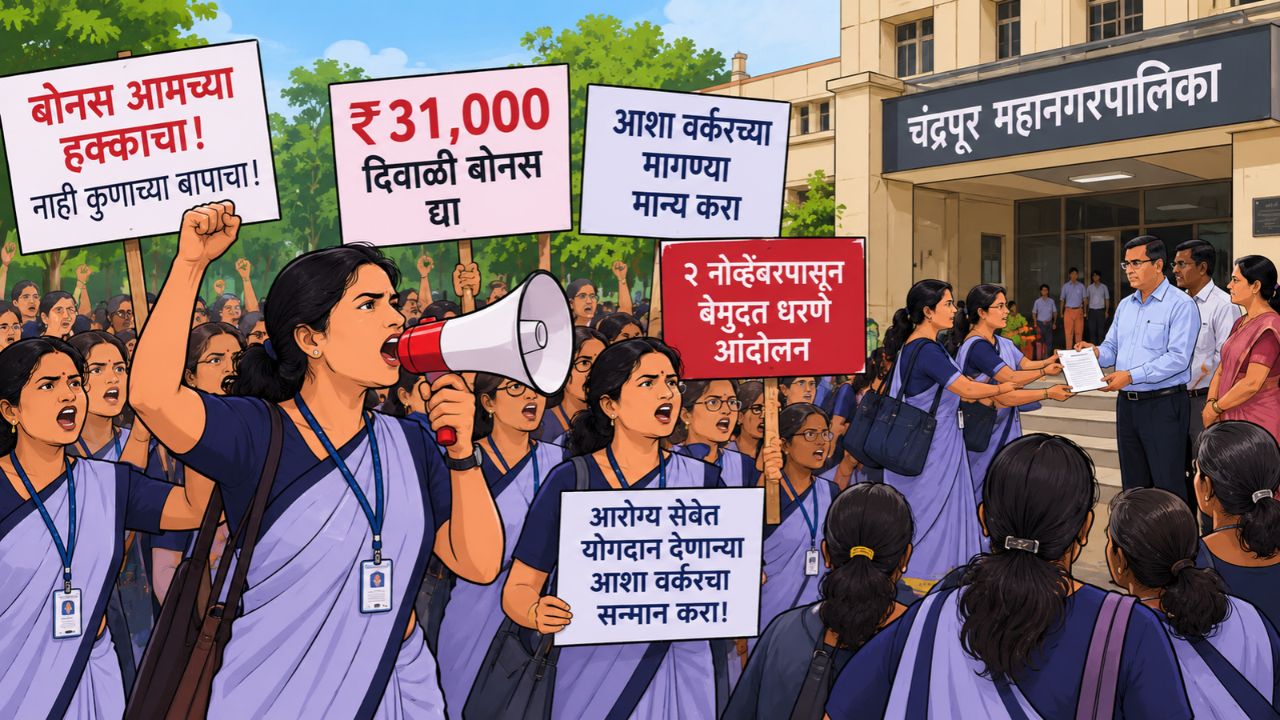 Chandrapur News: चंद्रपुरात दिवाळी बोनससाठी आशा वर्कर आक्रमक; २ नोव्हेंबरपासून आंदोलनाचा इशारा