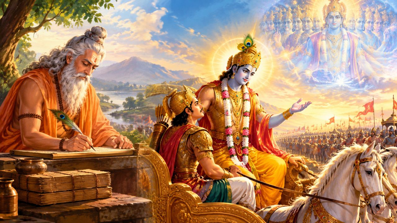 Bhagavad Gita: श्रीमद्भगवद्गीतेत किती अध्याय आणि श्लोक आहेत? महर्षी वेदव्यासांशी संबंधित महत्त्वाच्या गोष्टी जाणून घ्या