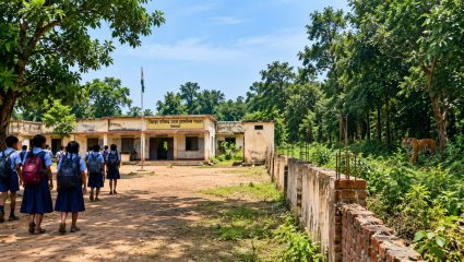 Chandrapur News: शाळेला लागून जंगल, संरक्षण भिंत चार वर्षांपासून अपूर्ण; विद्यार्थ्यांच्या सुरक्षेचा प्रश्न ऐरणीवर