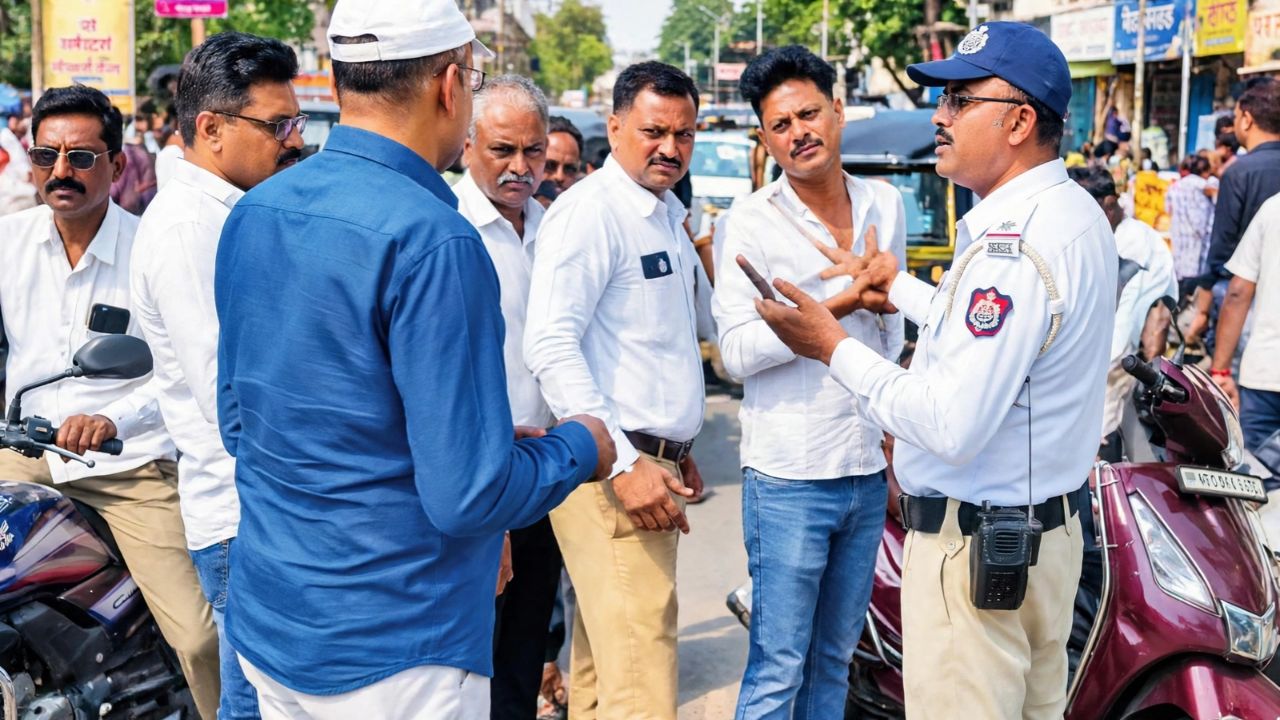 Jalgaon News: वाहतूक पोलिसाने रोखताच व्यक्तीचा पारा चढला; थेट कॉलर पकडून घातली हुज्जत