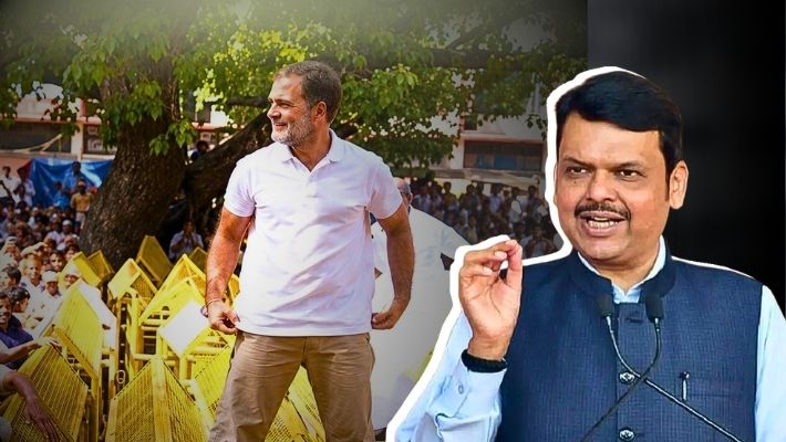 Devendra Fadnavis : ‘संविधान हातात घेऊन संविधानालाच नकार..,’ दिल्लीतील आंदोलनावरून फडणवीसांचा राहुल गांधींवर निशाणा
