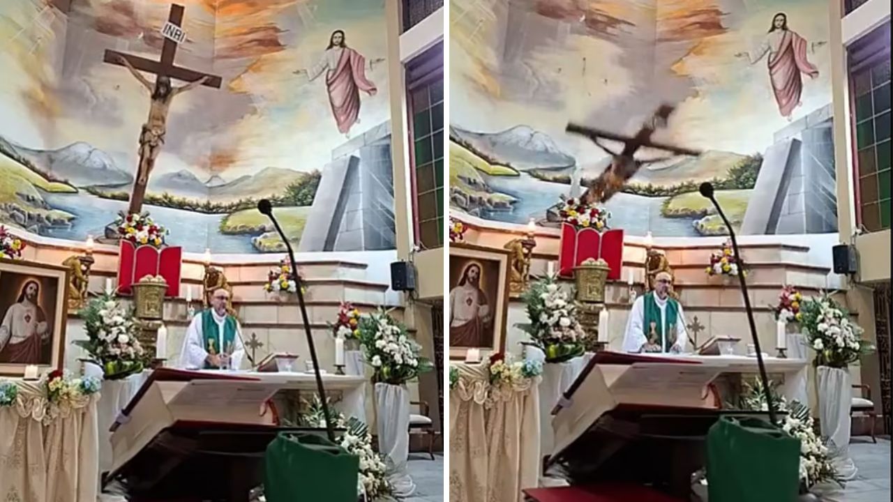 VIDEO VIRAL: कॅमेऱ्यासमोर घडला थरार! ‘एक दिवस सर्वांना जायचे आहे’ असे धर्मगुरूनी सांगताच क्रूस अंगावर पडला आणि…