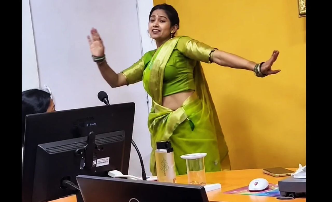 Government Office Dance Video : सरकारी कार्यालय की डान्स फ्लोअर? हिरव्या साडीतील महिलेचा VIDEO चर्चेत