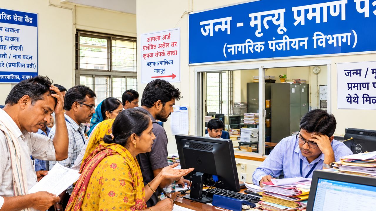 Nagpur News : जन्म-मृत्यू नोंदींसाठी महापालिकेची धावपळ; ५ हजारांवर अर्ज प्रलंबित, तीन शिफ्टमध्ये २४ तास कामकाज