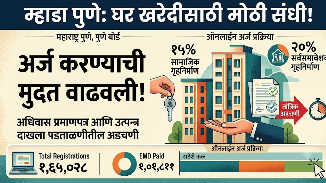 Mhada Pune ने दिला दिलासा! अर्जाची मुदत वाढली, ‘या’ तारखेपर्यंत भरता येणार अर्ज