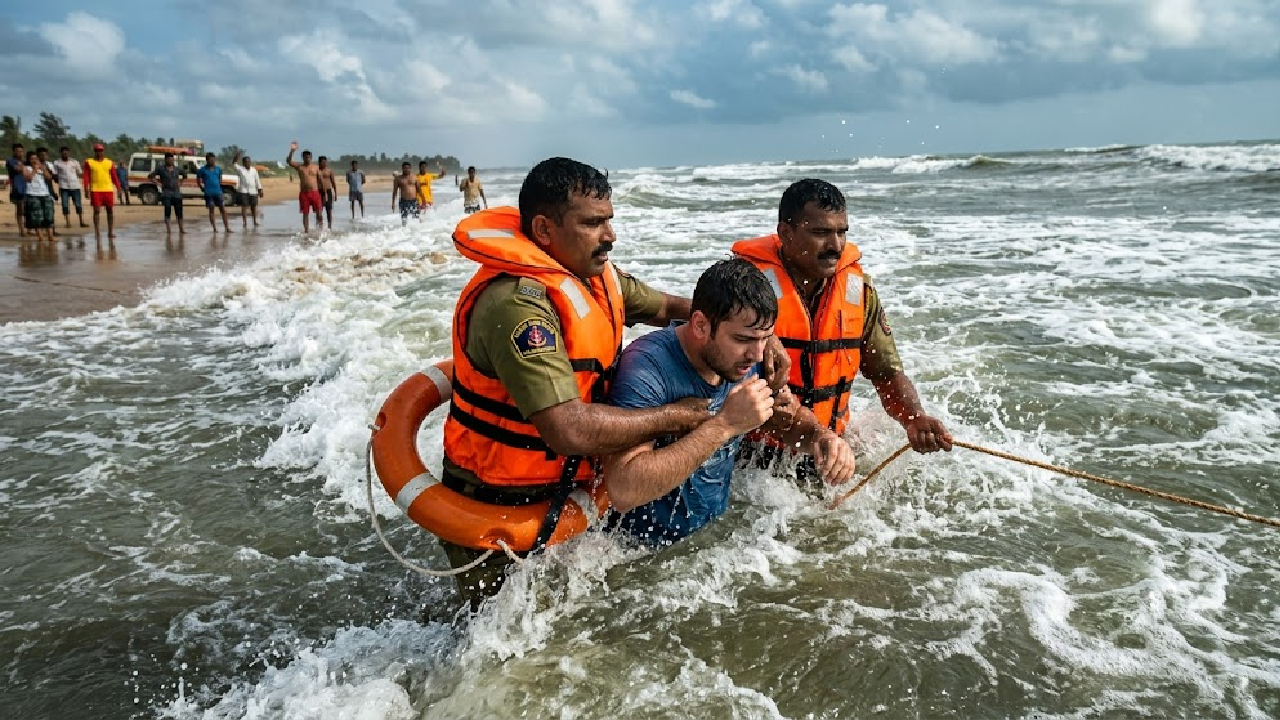 Malvan: भरतीचा जोर, उसळत्या लाटा अन् जीवघेणा थरार! आचरा किनाऱ्यावर जवानांची शर्थीची झुंज