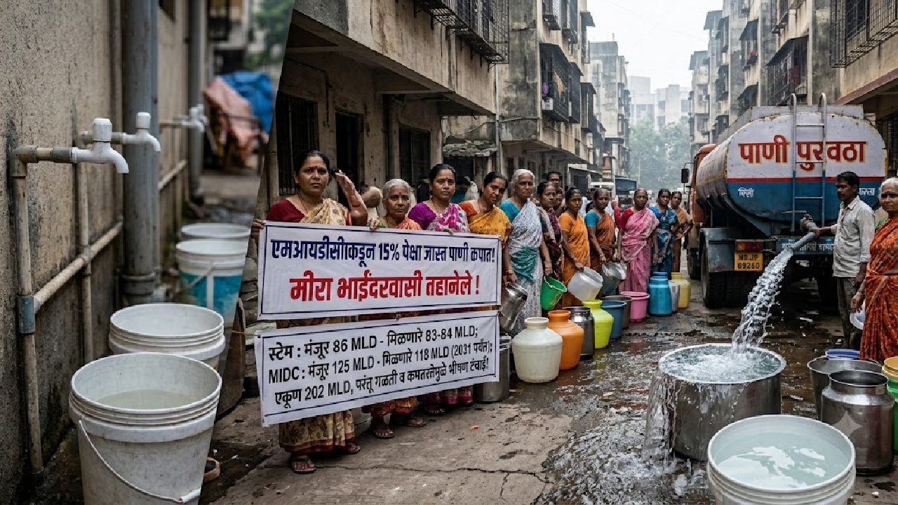 Mira Bhayandar मध्ये पाणीटंचाईचा भडका! १० टक्के कपातीच्या नावाखाली प्रत्यक्षात १५ टक्क्यांहून अधिक कपात?