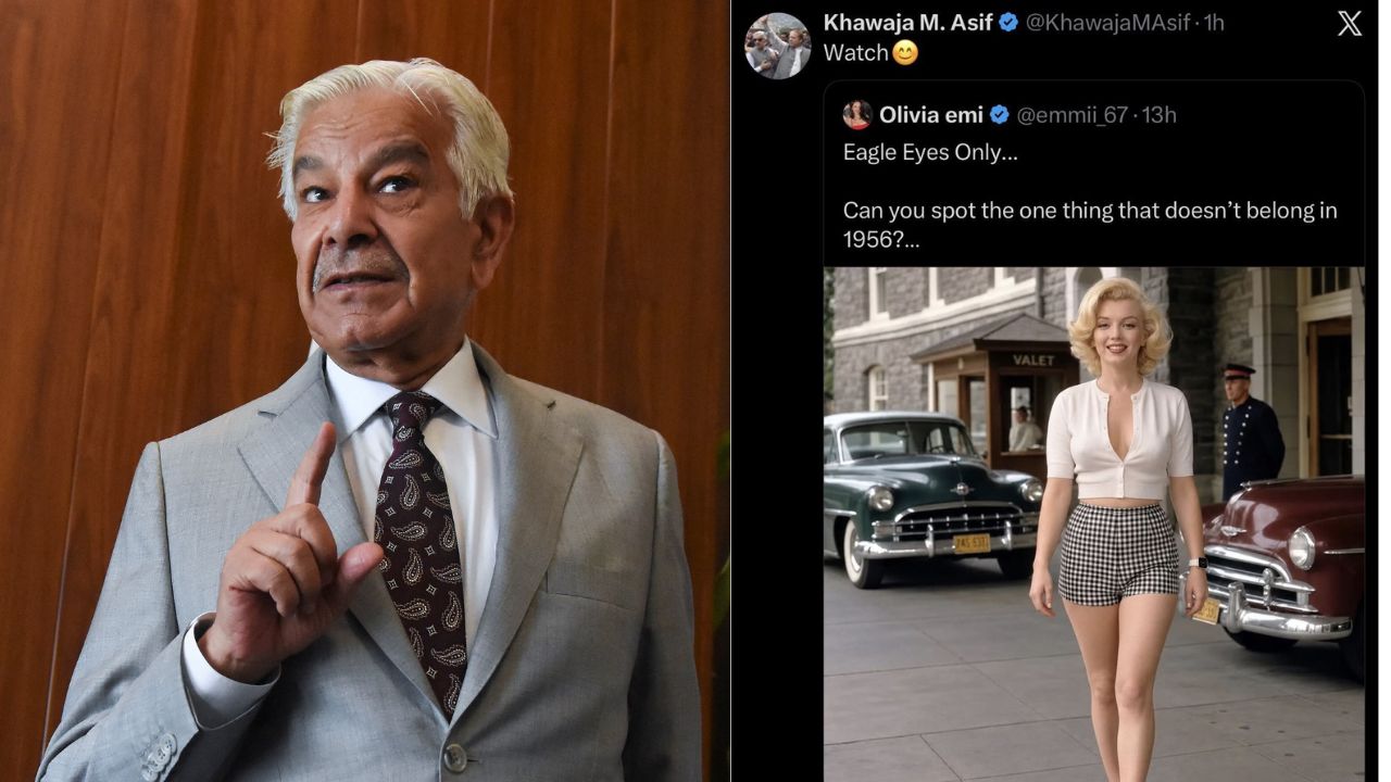 Pakistan : देश पेटला अन् पाकिस्तानी संरक्षण मंत्र्याचे विचित्र चाळे; मर्लिन मनरोच्या फोटोवरील ख्वाजा आसिफची ‘ती’ कमेंट VIRAL