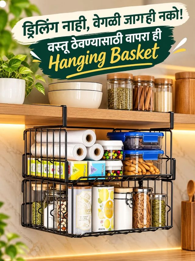 ड्रिलिंग नाही, वेगळी जागाही नको! वस्तू ठेवण्यासाठी वापरा ही Hanging Basket