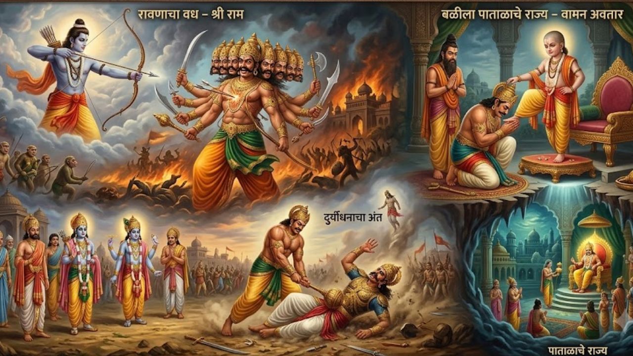 Puran Katha: रावणाचा वध, बळीला पाताळाचे राज्य अन् दुर्योधनाचा अंत; जाणून घेऊया तिन्ही कथांमागचा धार्मिक अर्थ
